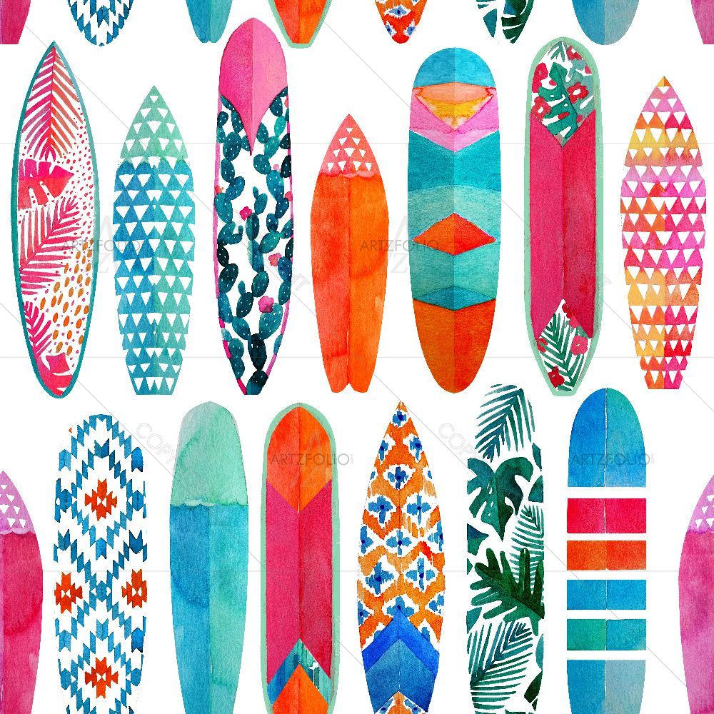 Watercolor Surfboats — custom-size art design 5015997