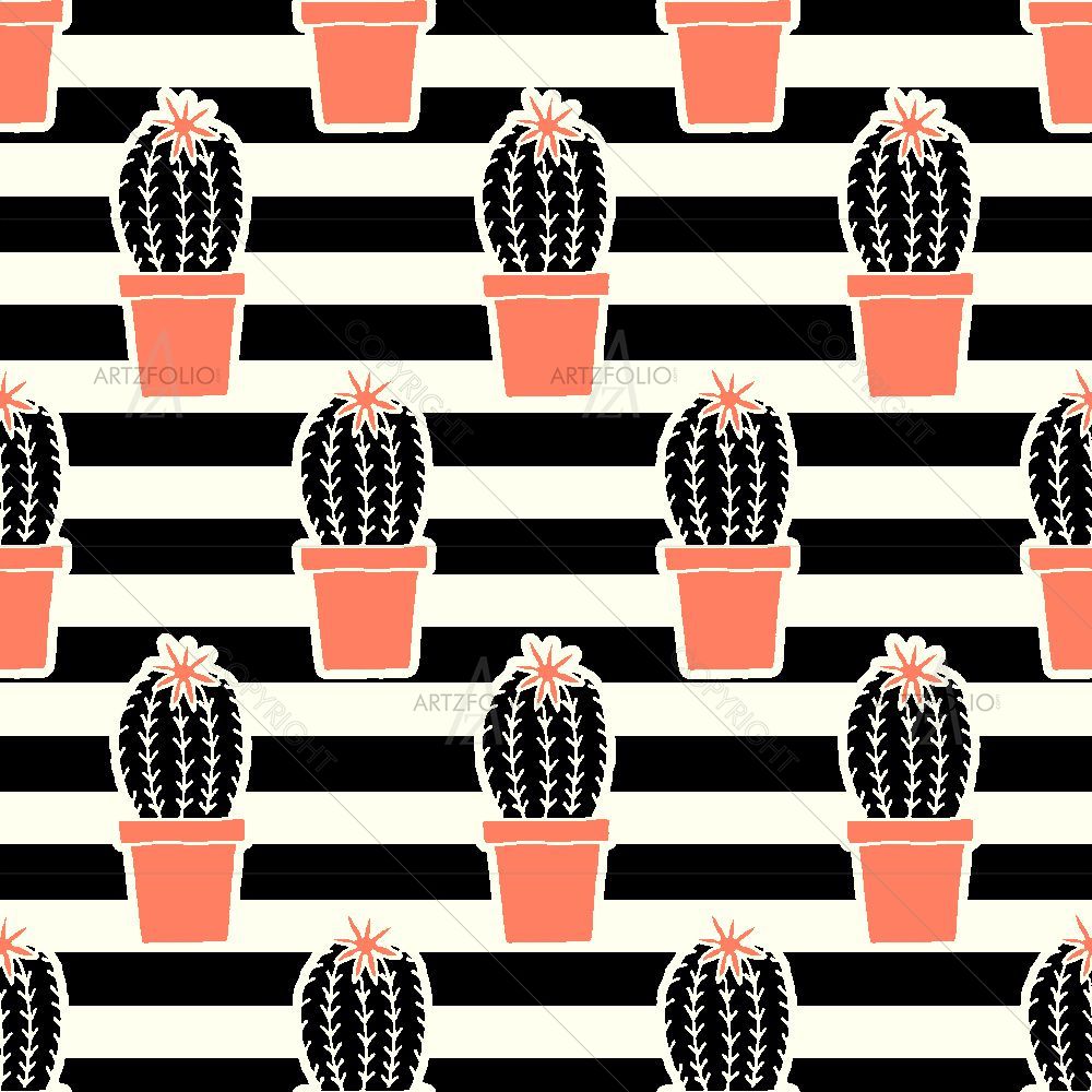 Repeating Cactus Pattern — custom-size art design 5016002