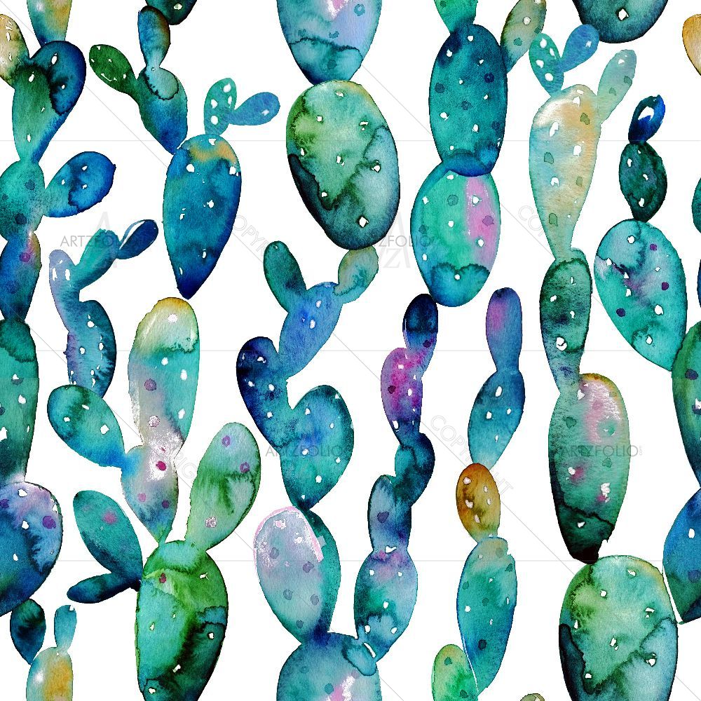 Tropical Watercolor Cactus — custom-size art design 5016007