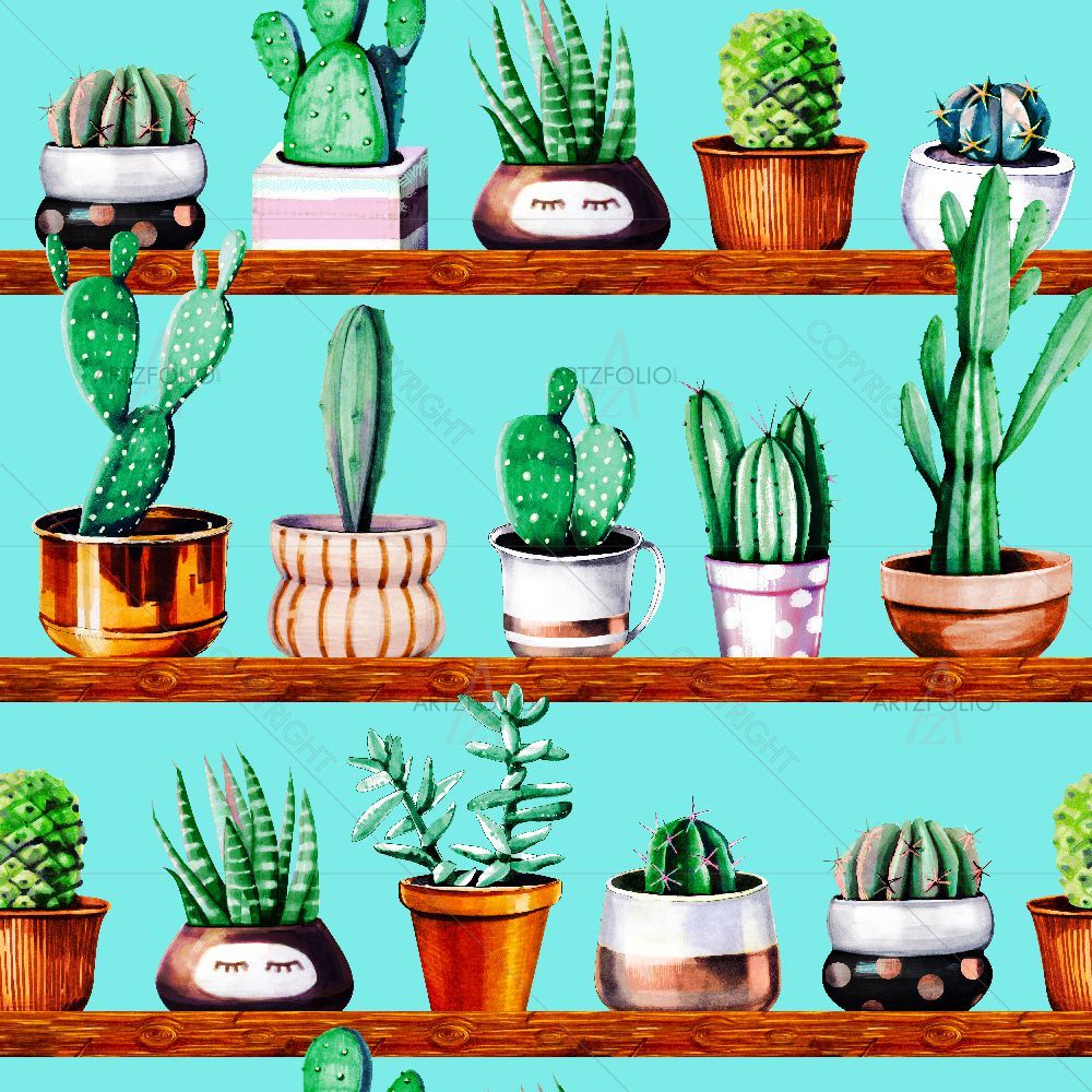 Hand-Drawn Cactus D2 — custom-size art design 5016027