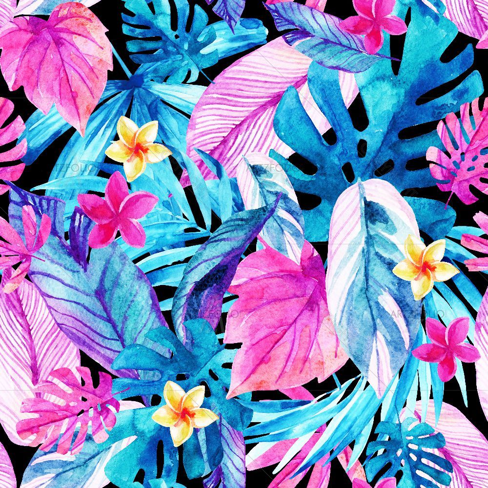 Watercolor Exotic Leaves and Flowers — Botanical custom art by ArtzFolio