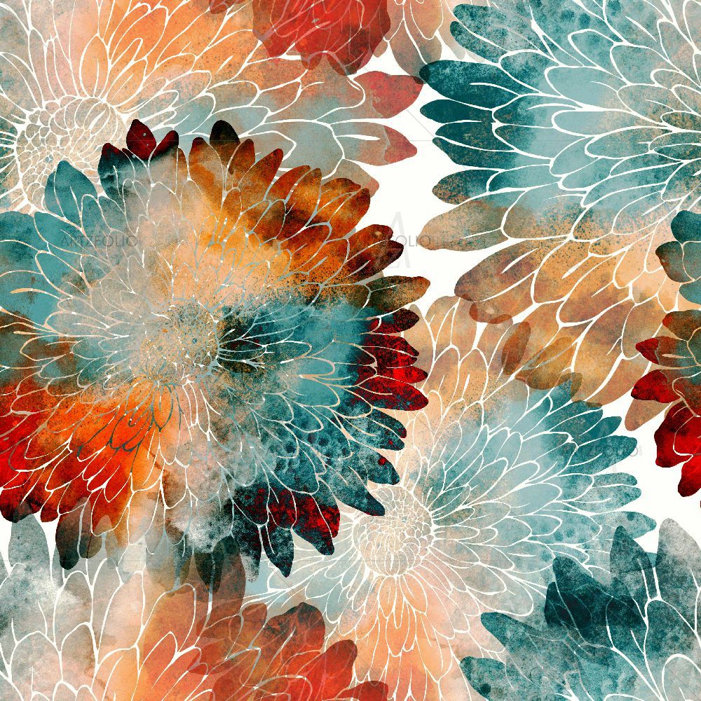 Japanese Watercolor Chrysanthemum — custom-size art design 5016042