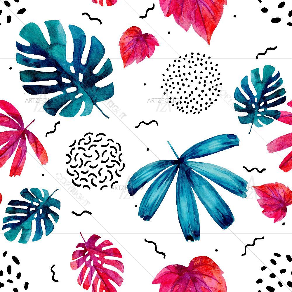 Watercolor Exotic Leaves — custom-size art design 5016052