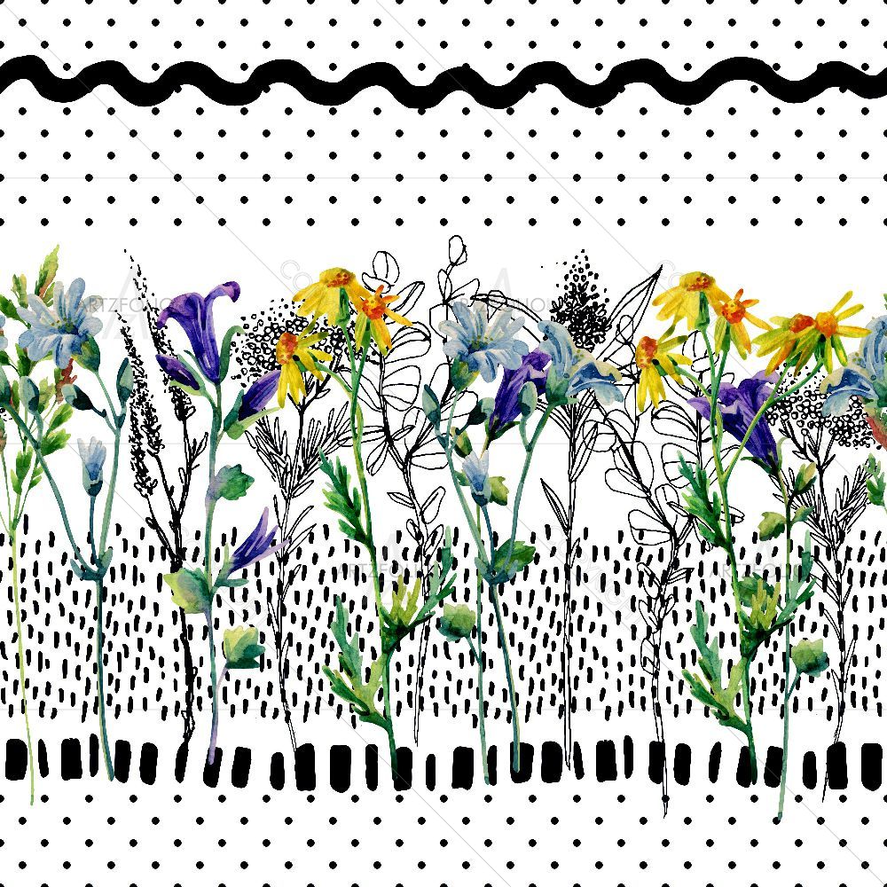 Meadow Watercolor Flower D2 — custom-size art design 5016057