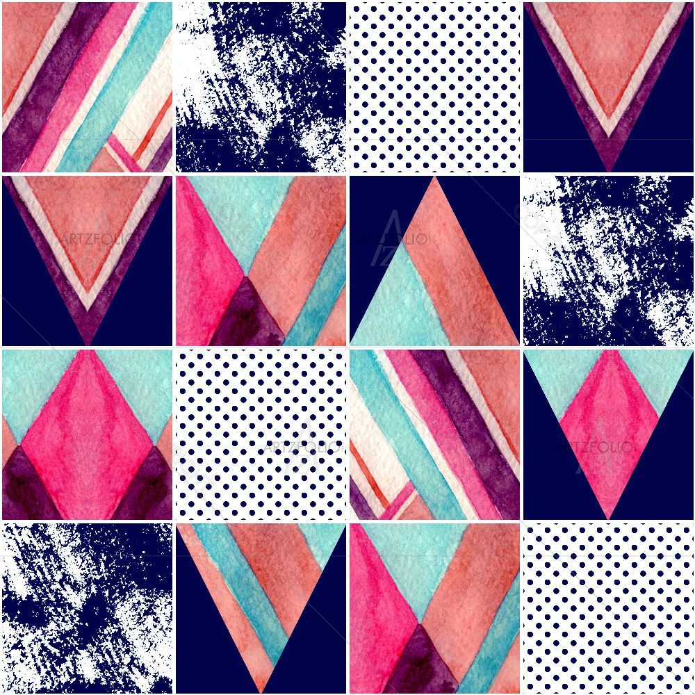 Abstract Squares & Triangles D1 — Abstract custom art by ArtzFolio