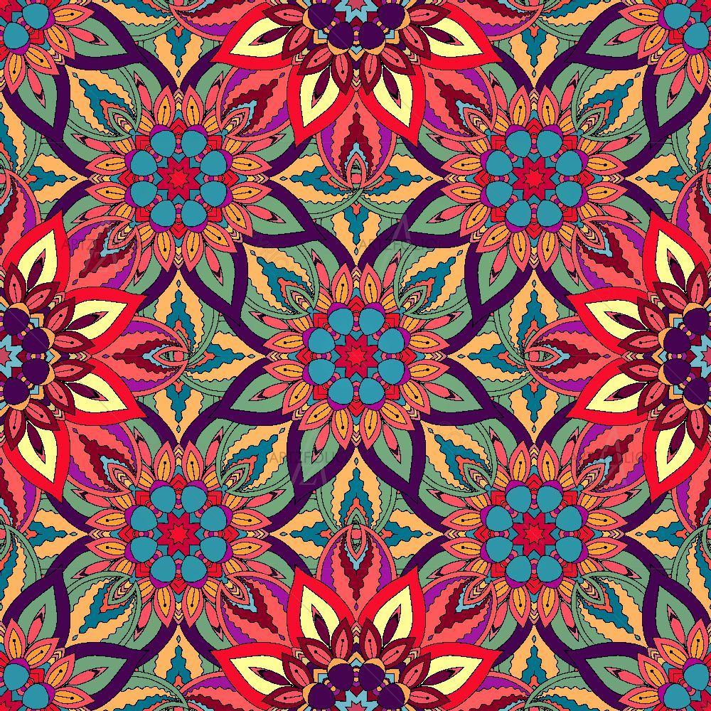 Indian Ornate Flowers D2 — Devotional custom art by ArtzFolio