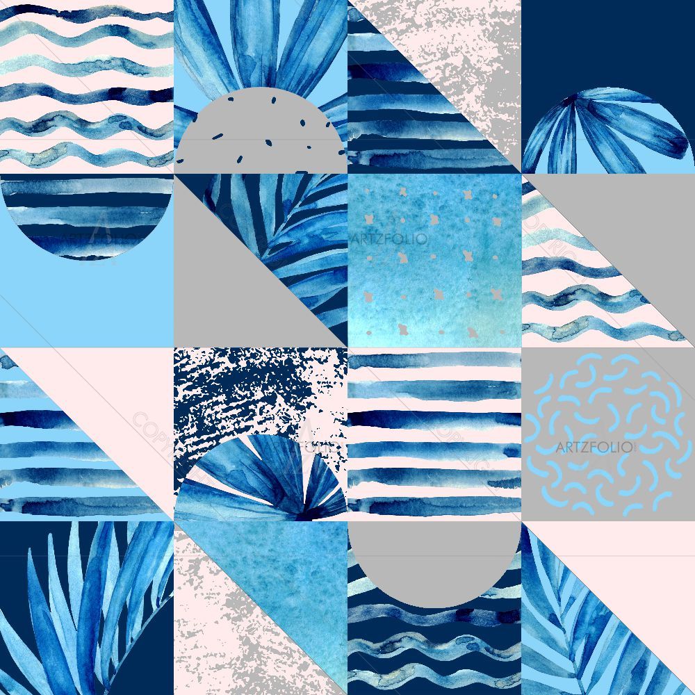 Abstract Squares & Triangles D2 — Botanical custom art by ArtzFolio