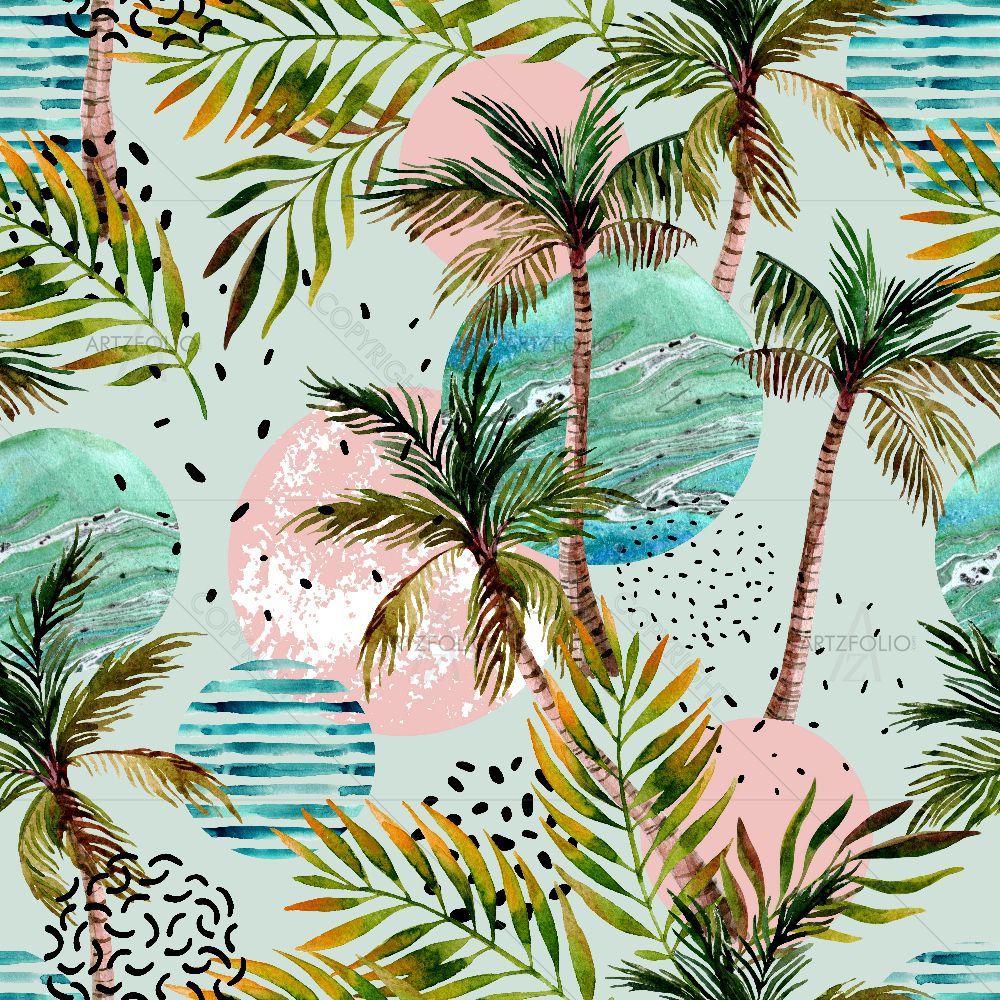 Abstract Tropical Palm Tree D2 — custom-size art design 5016099