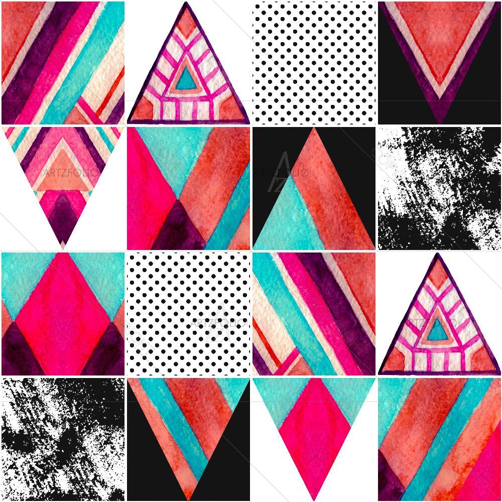 Abstract Squares & Triangles D3 — custom-size art design 5016104