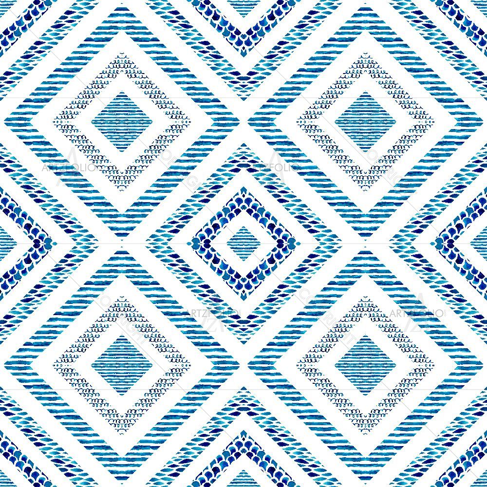 Watercolor Diamond Shaped Marine Elements — custom-size art design 5016119