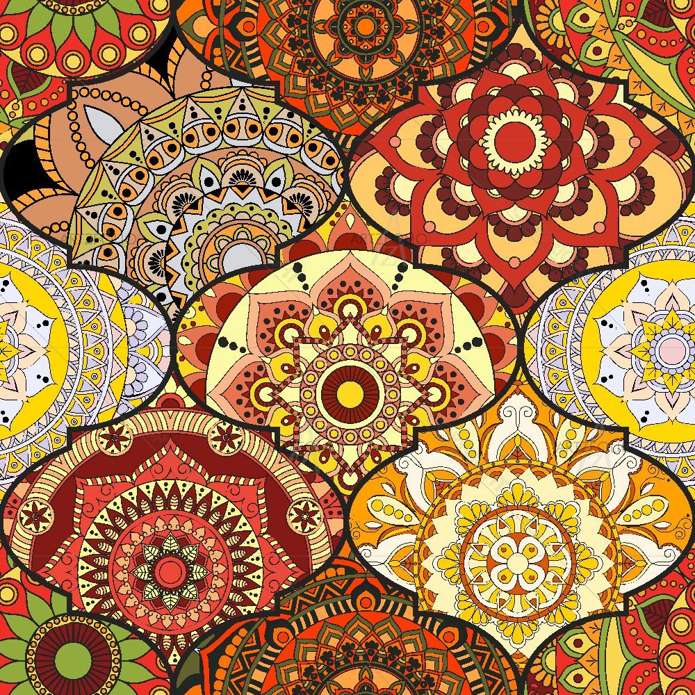 Vintage Arabic Indian Motifs D1 — custom-size art design 5016136