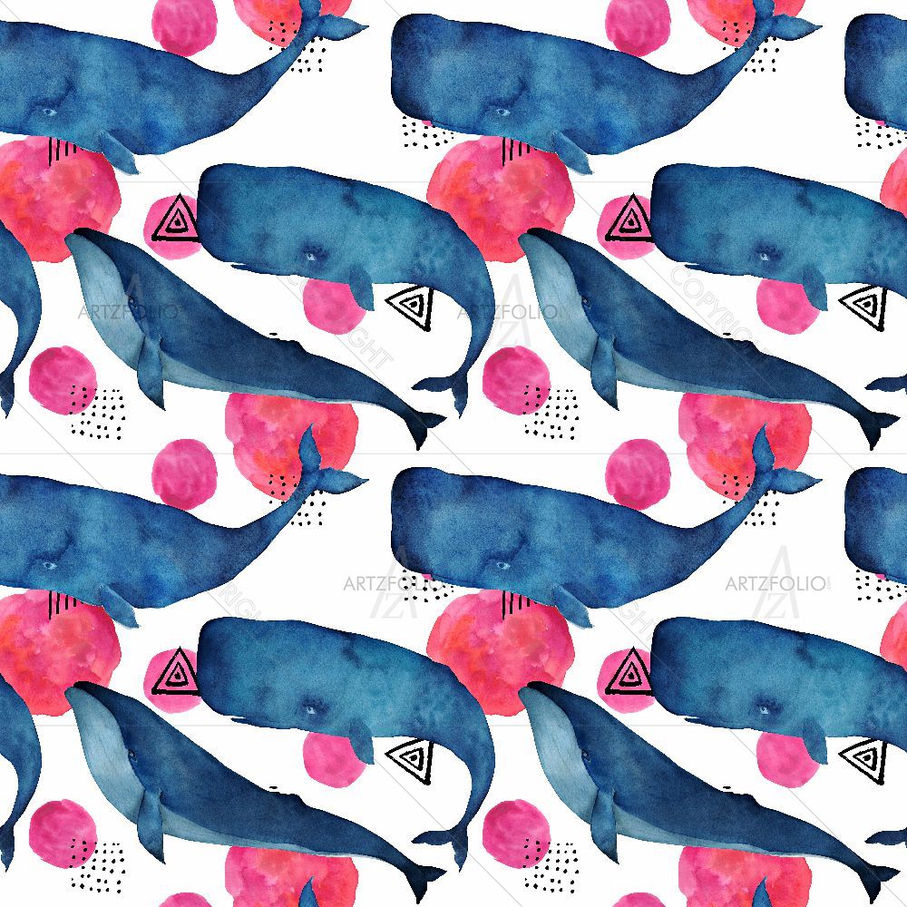 Whale and Geometrical Elements — Abstract custom art by ArtzFolio