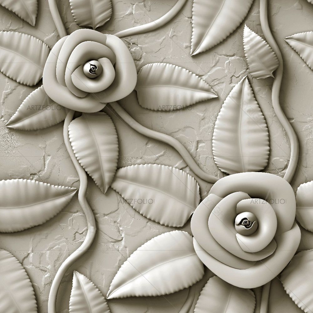 3D Flowers Pattern D4 — custom-size art design 5016143