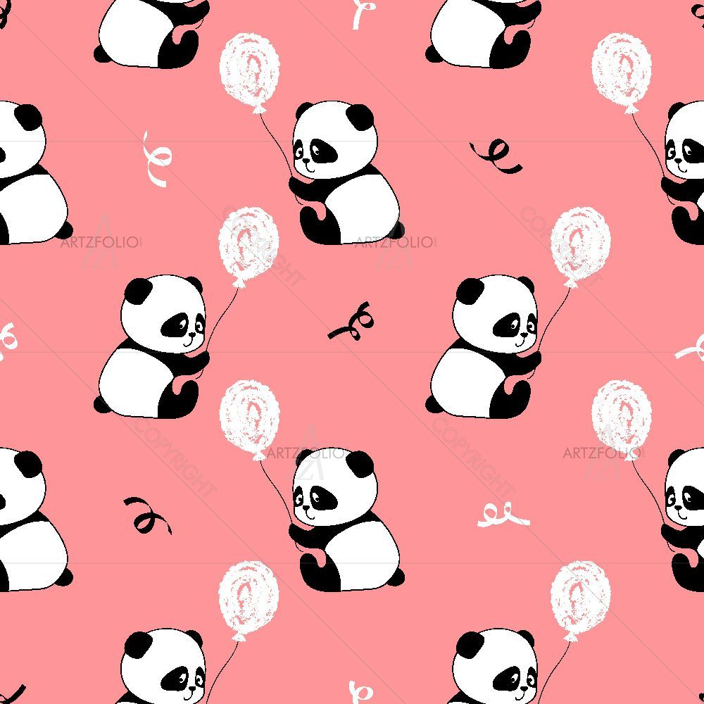 Baby Panda Bears and Balloons — custom-size art design 5016144