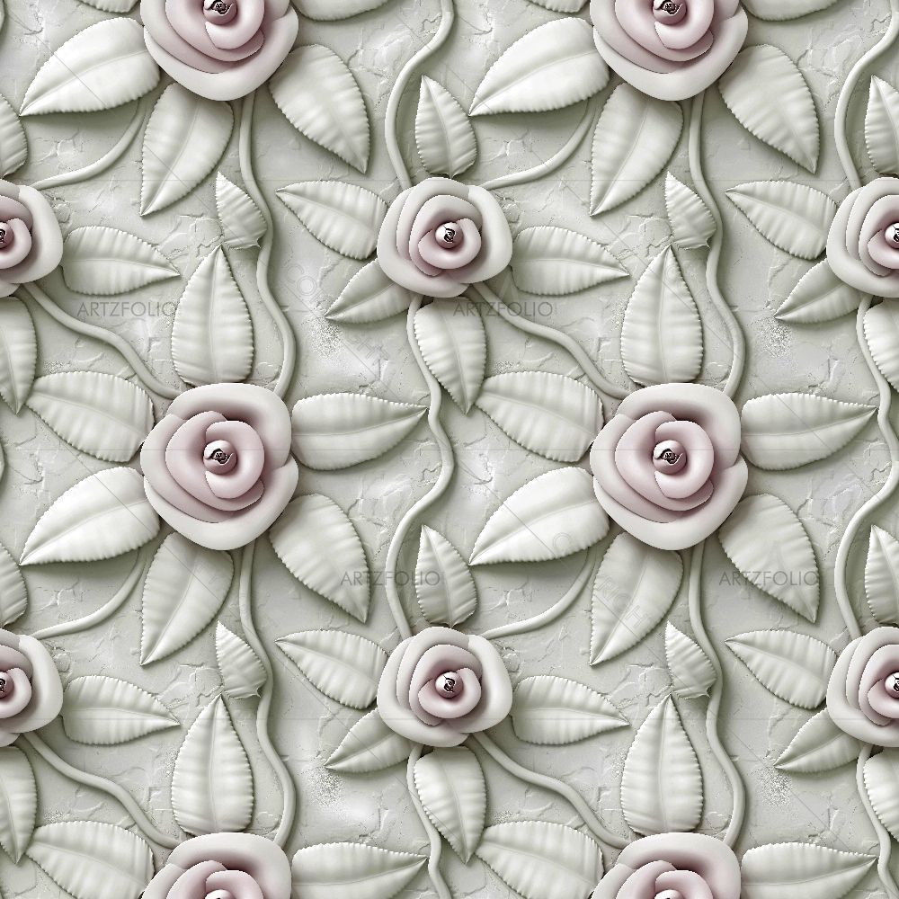 3D Flowers Pattern D5 — Botanical custom art by ArtzFolio