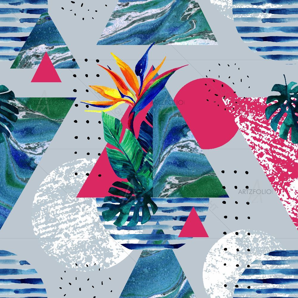 Abstract Summer Flowers — custom-size art design 5016159