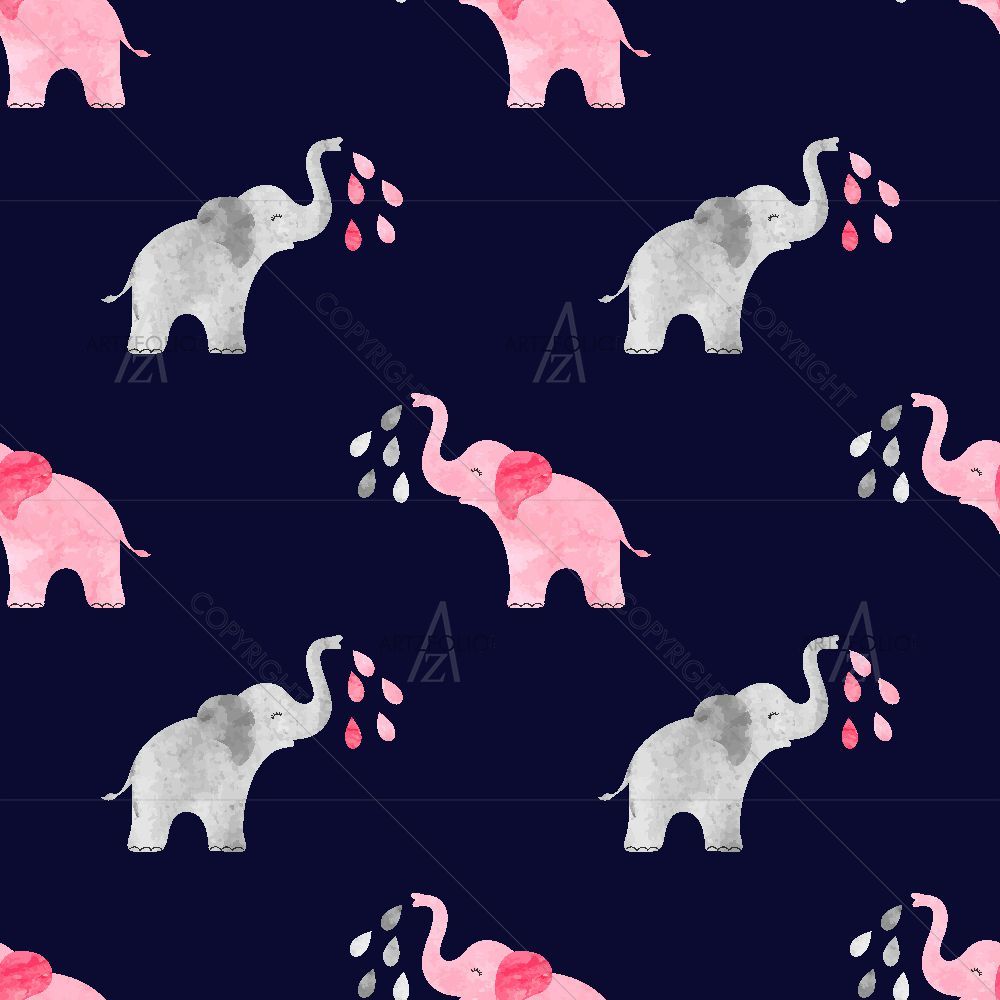 Watercolor Elephants D1 — Animals custom art by ArtzFolio