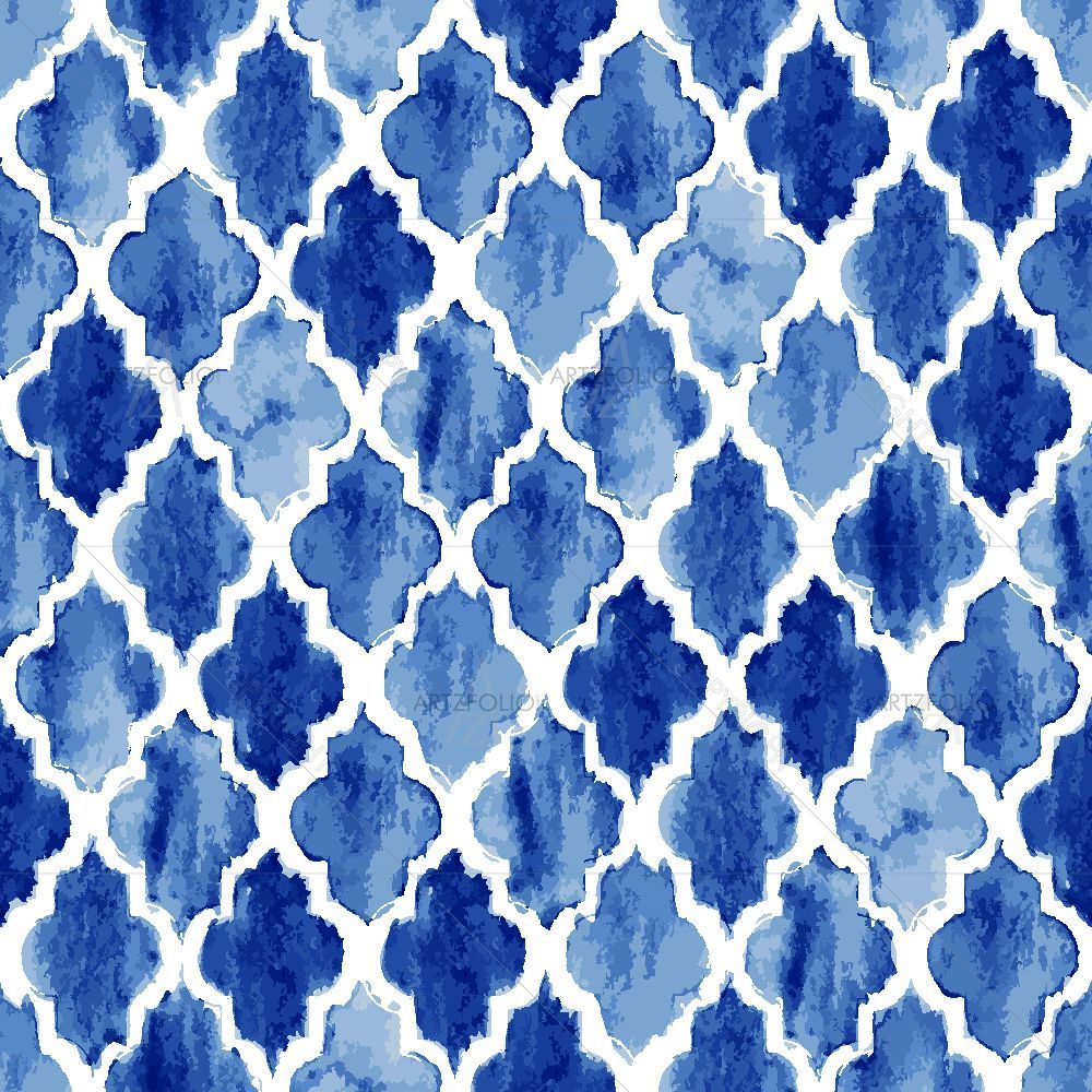 Blue Watercolor Moroccan — custom-size art design 5016163