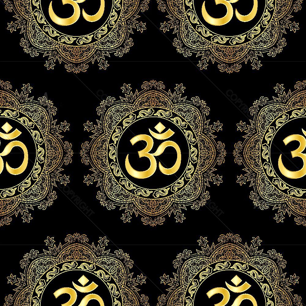 Gold Om Mantra and Mandala — custom-size art design 5016166