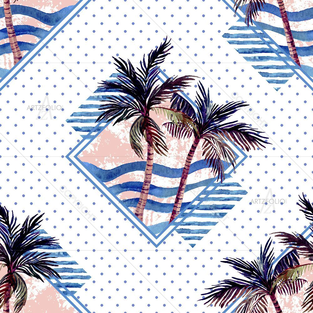 Palm Tree in Geometric Shape — Botanical custom art by ArtzFolio