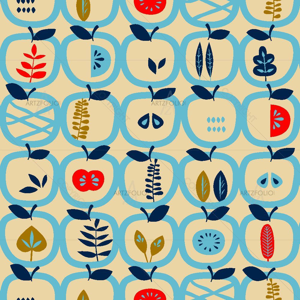 Apples & Leaves Pattern — Abstract custom art by ArtzFolio