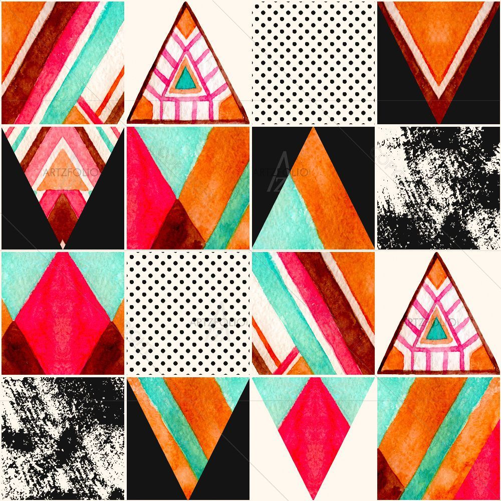 Abstract Squares & Triangles D5 — Abstract custom art by ArtzFolio