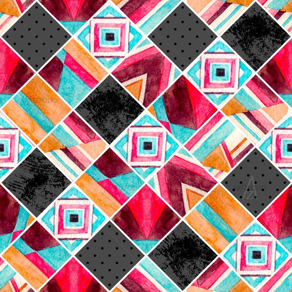 Watercolour Geometric Pattern D6 — custom-size art design 5016192