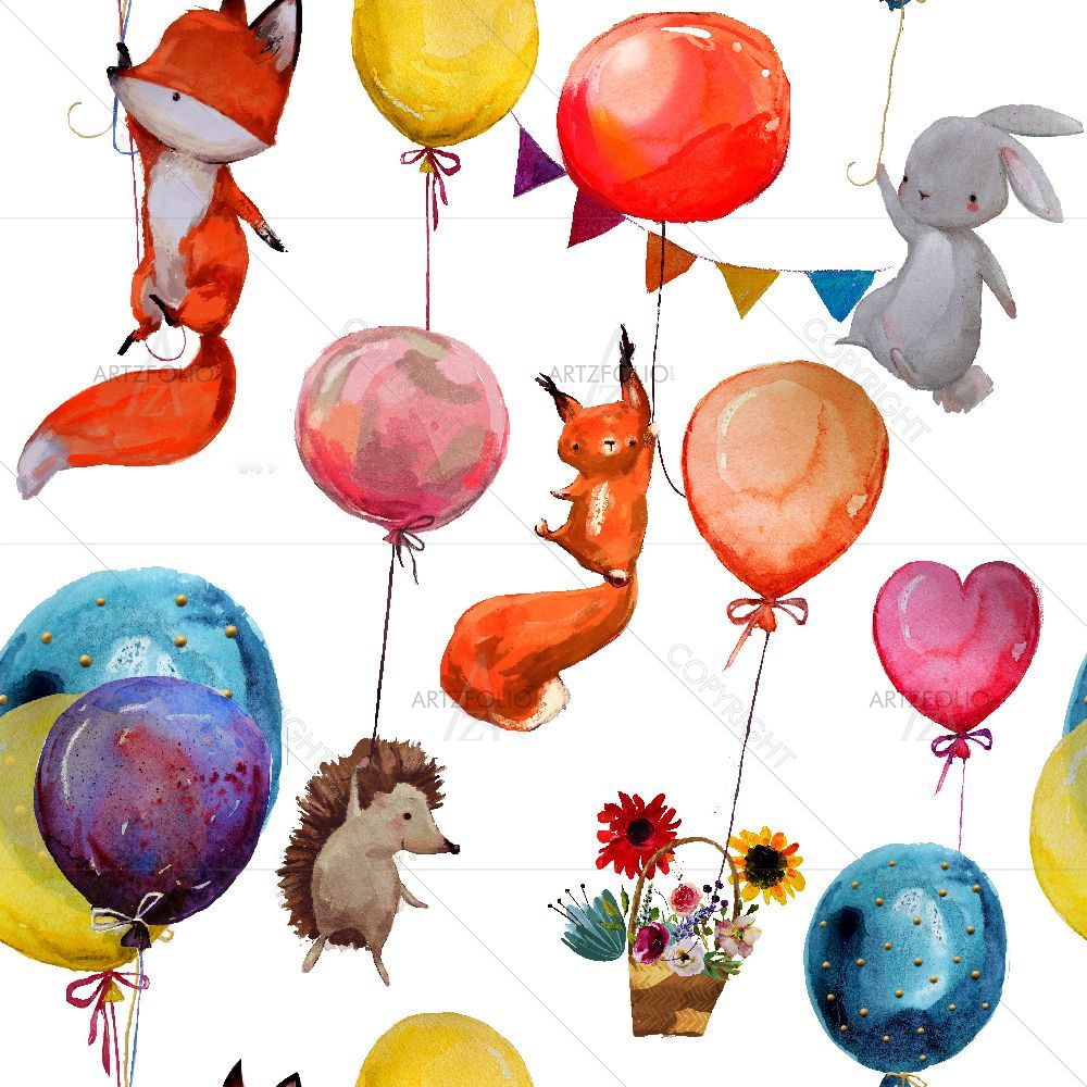 Animals with Balloons — custom-size art design 5016199