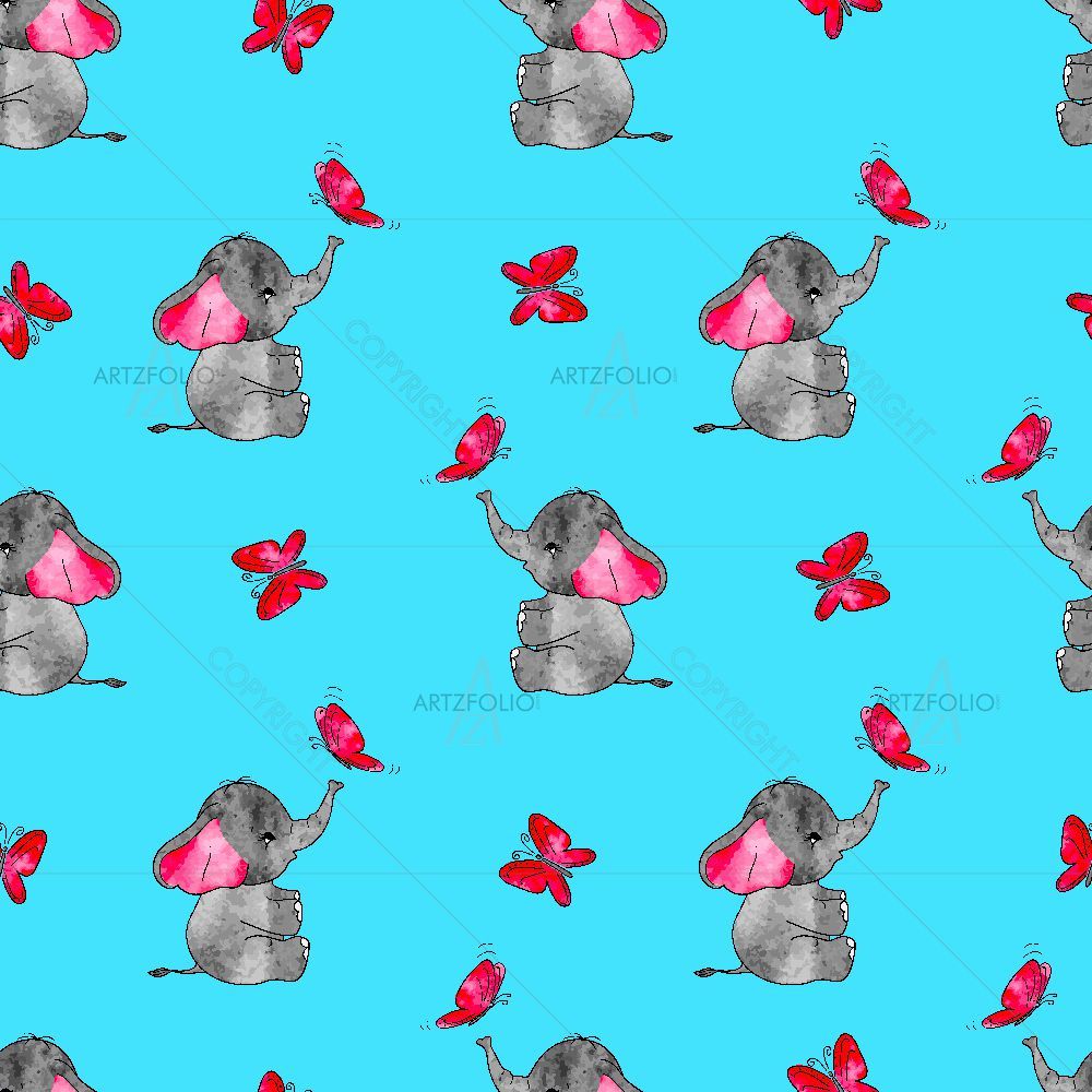 Elephant and Butterflies — custom-size art design 5016205