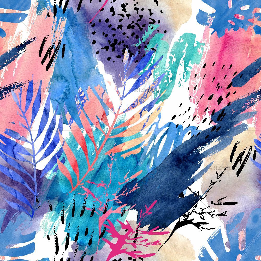 Artistic Watercolor Tropical Leaves — Botanical custom art by ArtzFolio