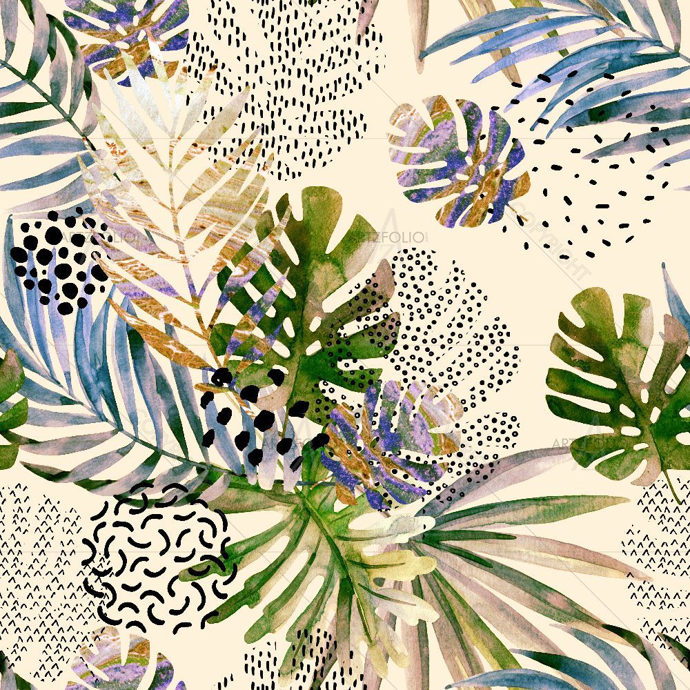 Watercolor Tropical Leaves D2 — custom-size art design 5016209