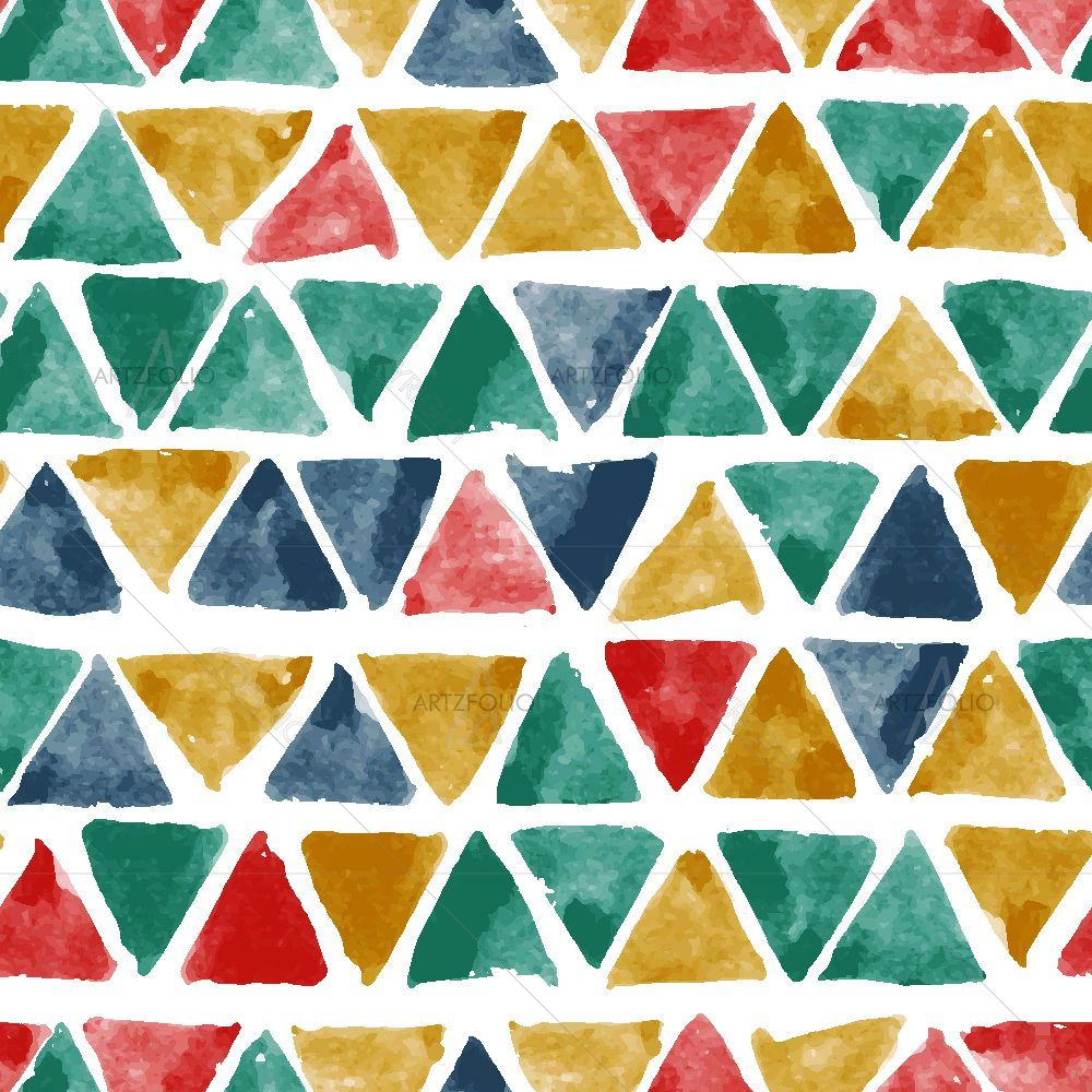 Watercolor Triangles with Spots — Abstract custom art by ArtzFolio