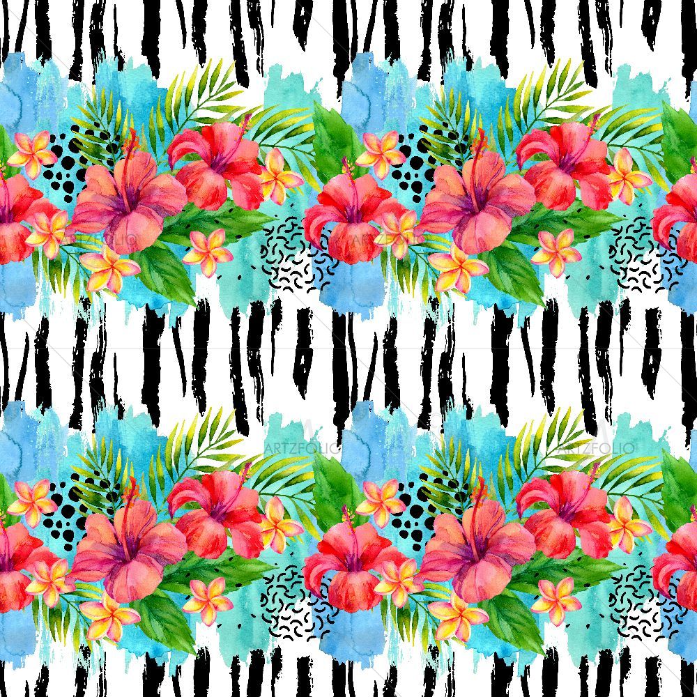 Watercolor Tropical Floral Art D2 — Botanical custom art by ArtzFolio