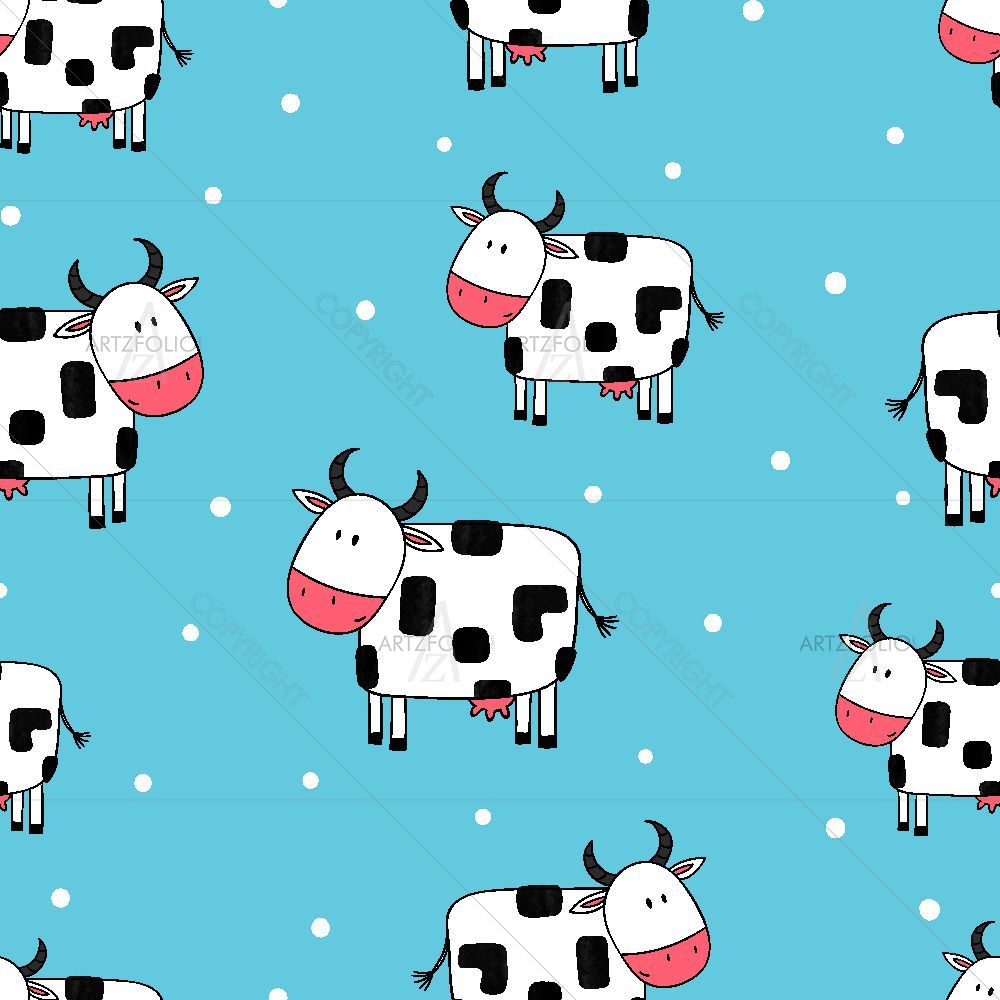 Doodle Cartoon Cows — Abstract custom art by ArtzFolio