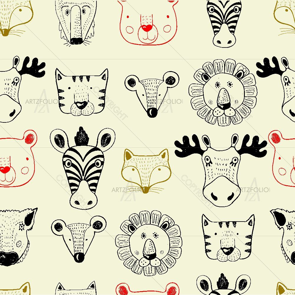 Hand-Drawn Forest Animals — custom-size art design 5016294