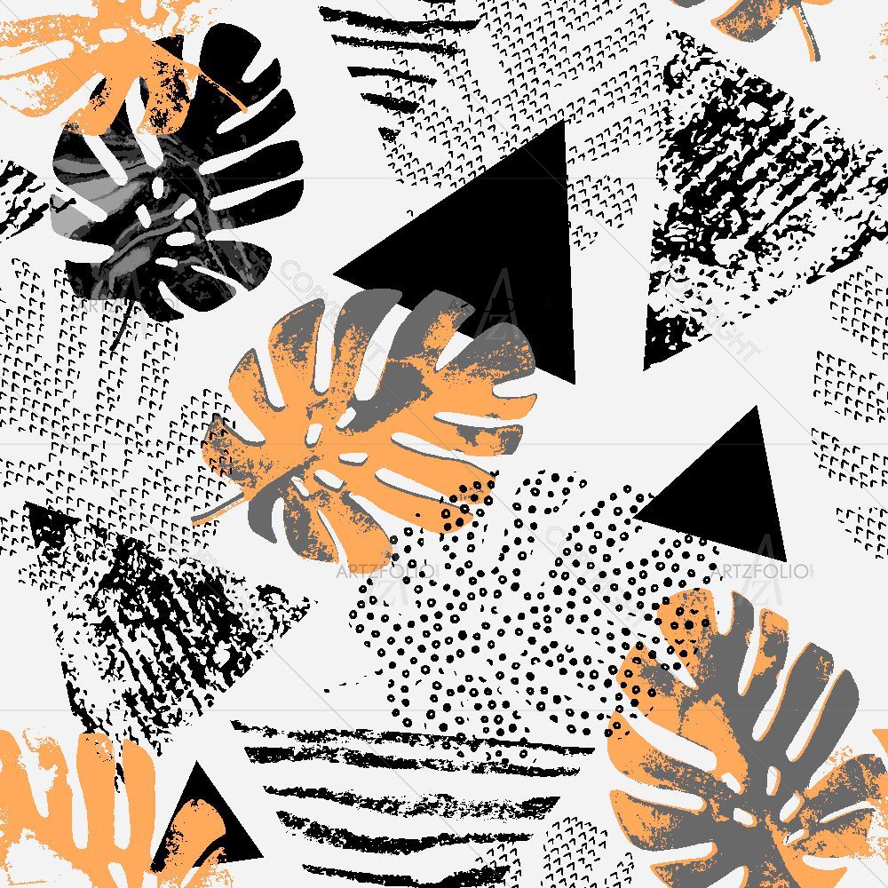 Abstract Tropical Leaves and Triangles — custom-size art design 5016303