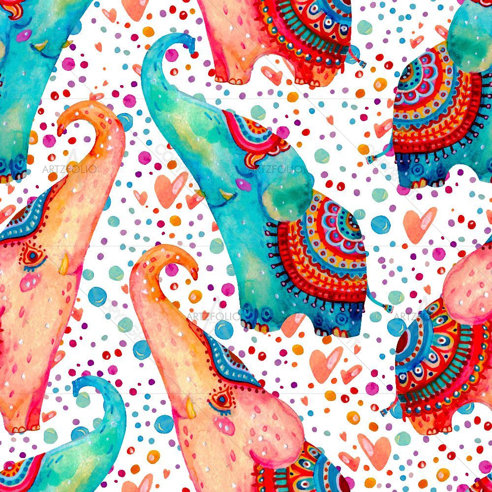 Watercolor Elephants D2 — custom-size art design 5016305