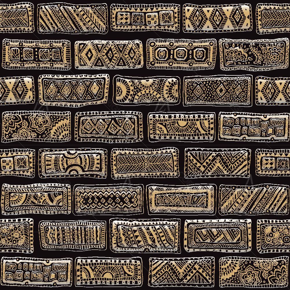 Ornamental Golden Bricks Pattern — Abstract custom art by ArtzFolio