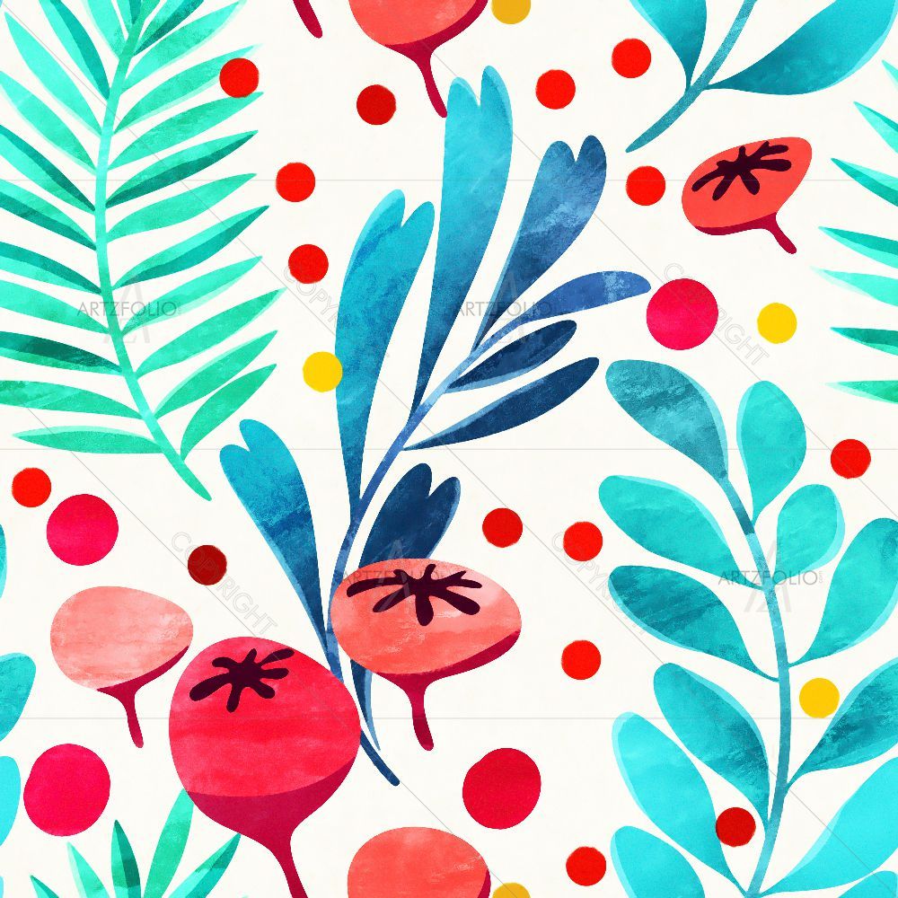 Watercolour Botanical Pattern D1 — Botanical custom art by ArtzFolio