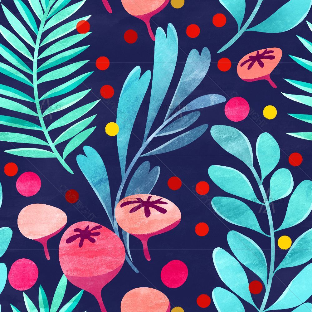 Watercolour Botanical Pattern D4 — Botanical custom art by ArtzFolio