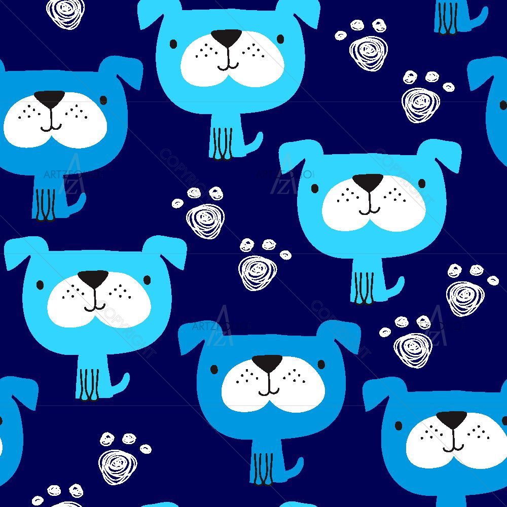 Abstract Blue Dog Pattern — Abstract custom art by ArtzFolio