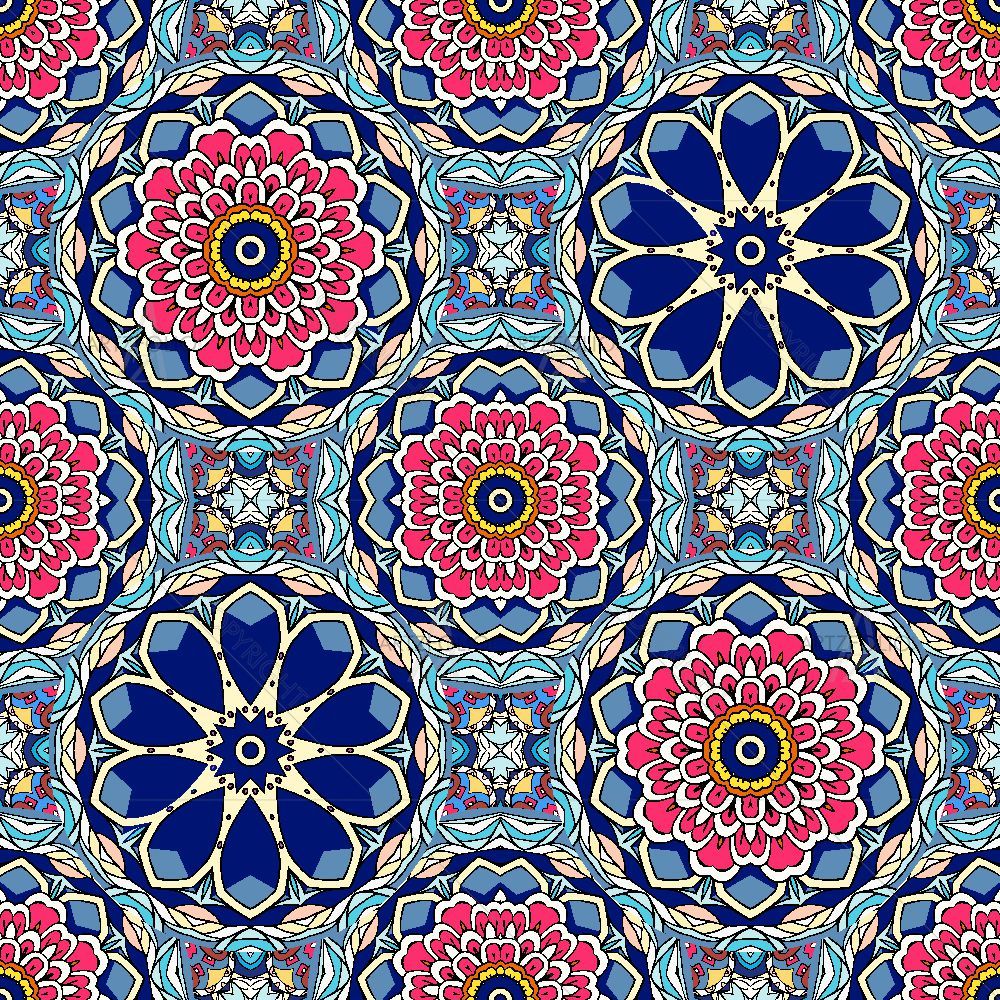 Vintage Flowers Mandala and Leaves — custom-size art design 5016350