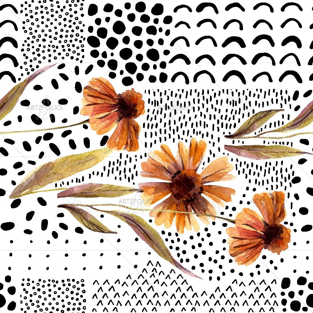 Autumn Watercolor Dahlia Flowers — Botanical custom art by ArtzFolio