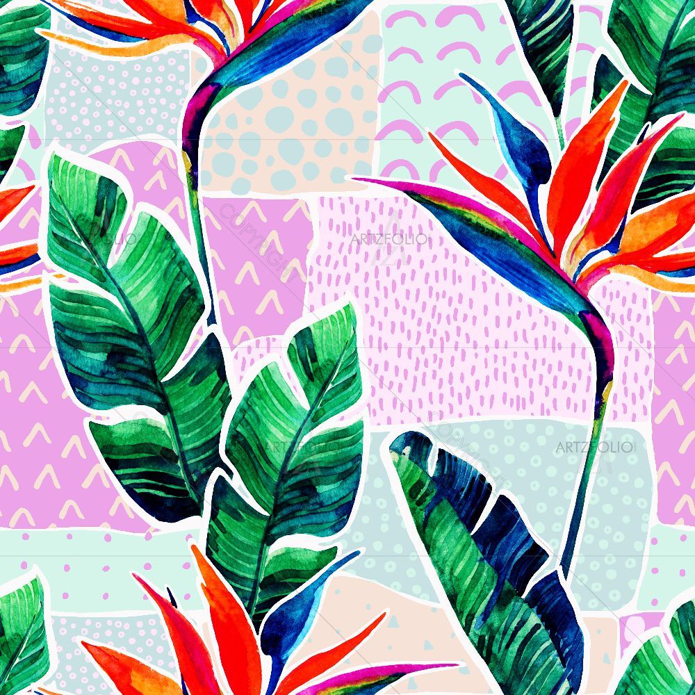 Tropical Flowers — custom-size art design 5016367