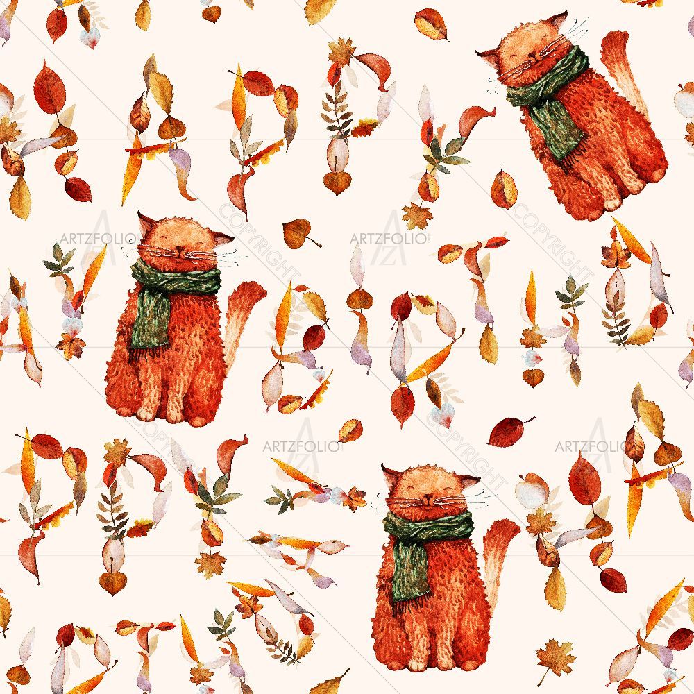 Happy Birthday with Ginger Cat D1 — custom-size art design 5016373