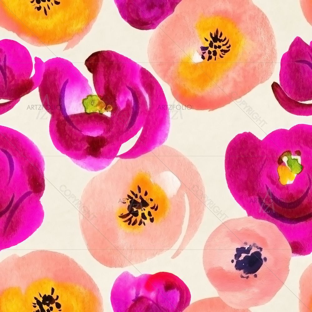 Watercolor Floral Pattern D36 — custom-size art design 5016393