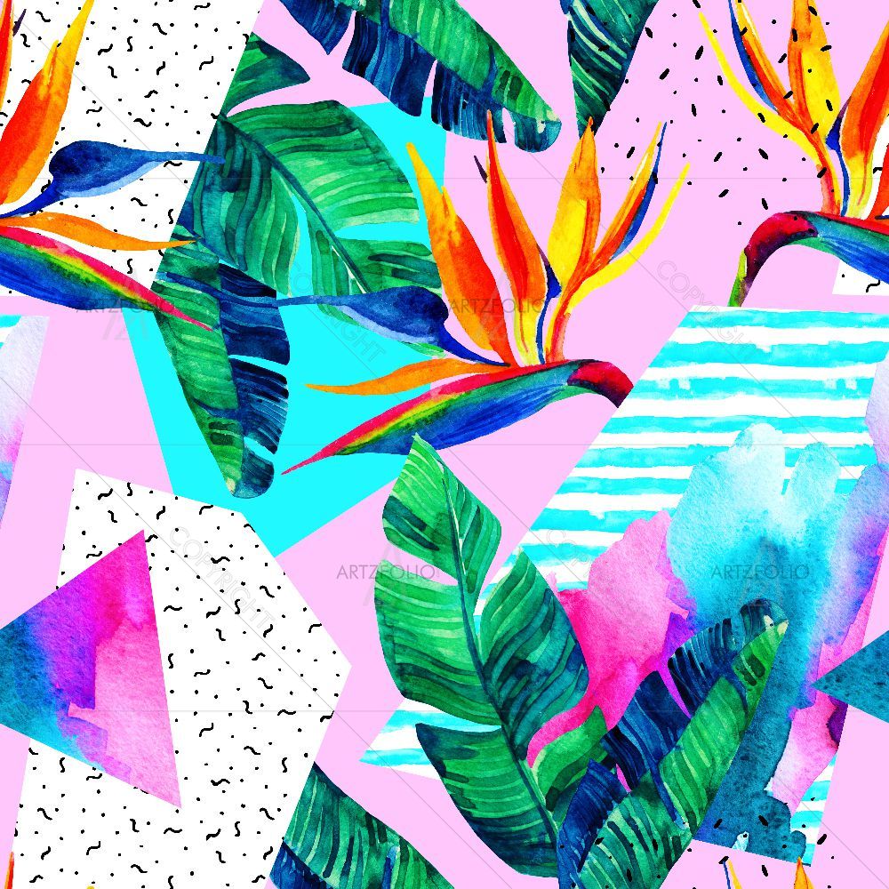 Watercolor Exotic Summer — Botanical custom art by ArtzFolio