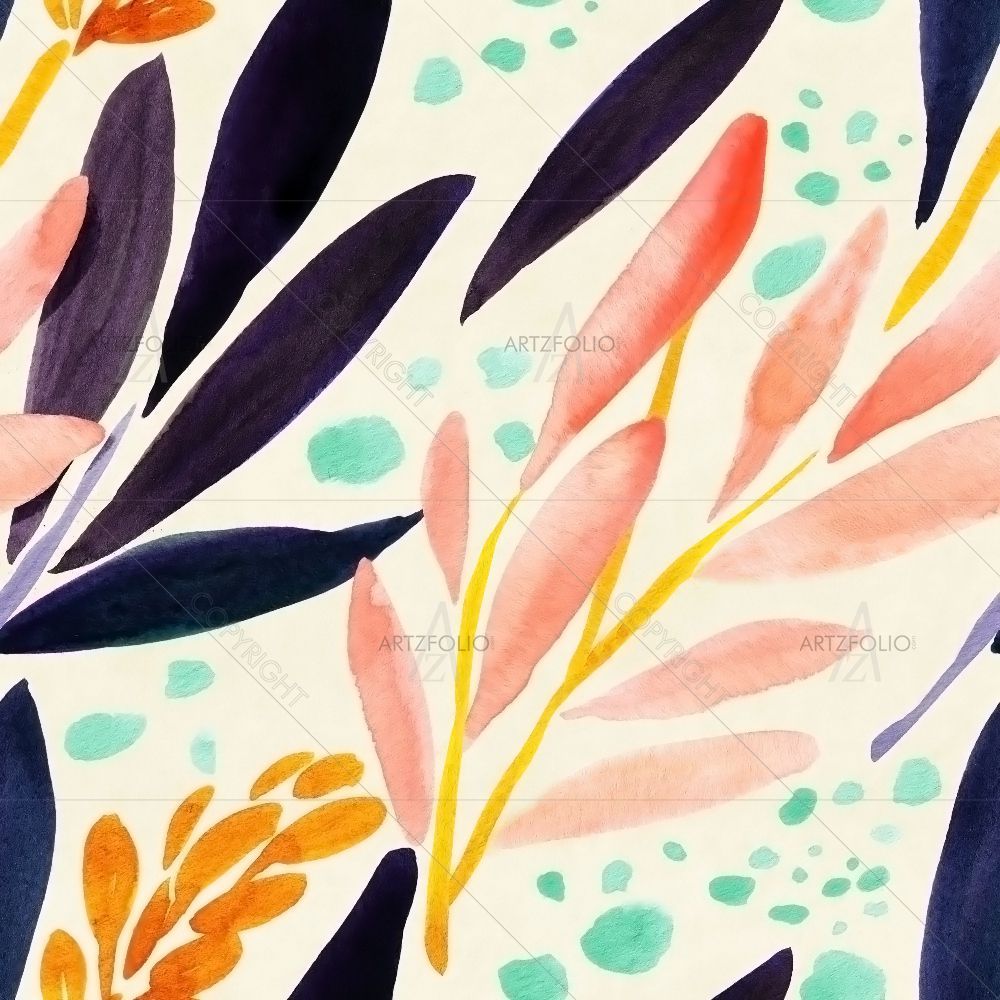 Watercolor Floral Pattern D37 — Botanical custom art by ArtzFolio