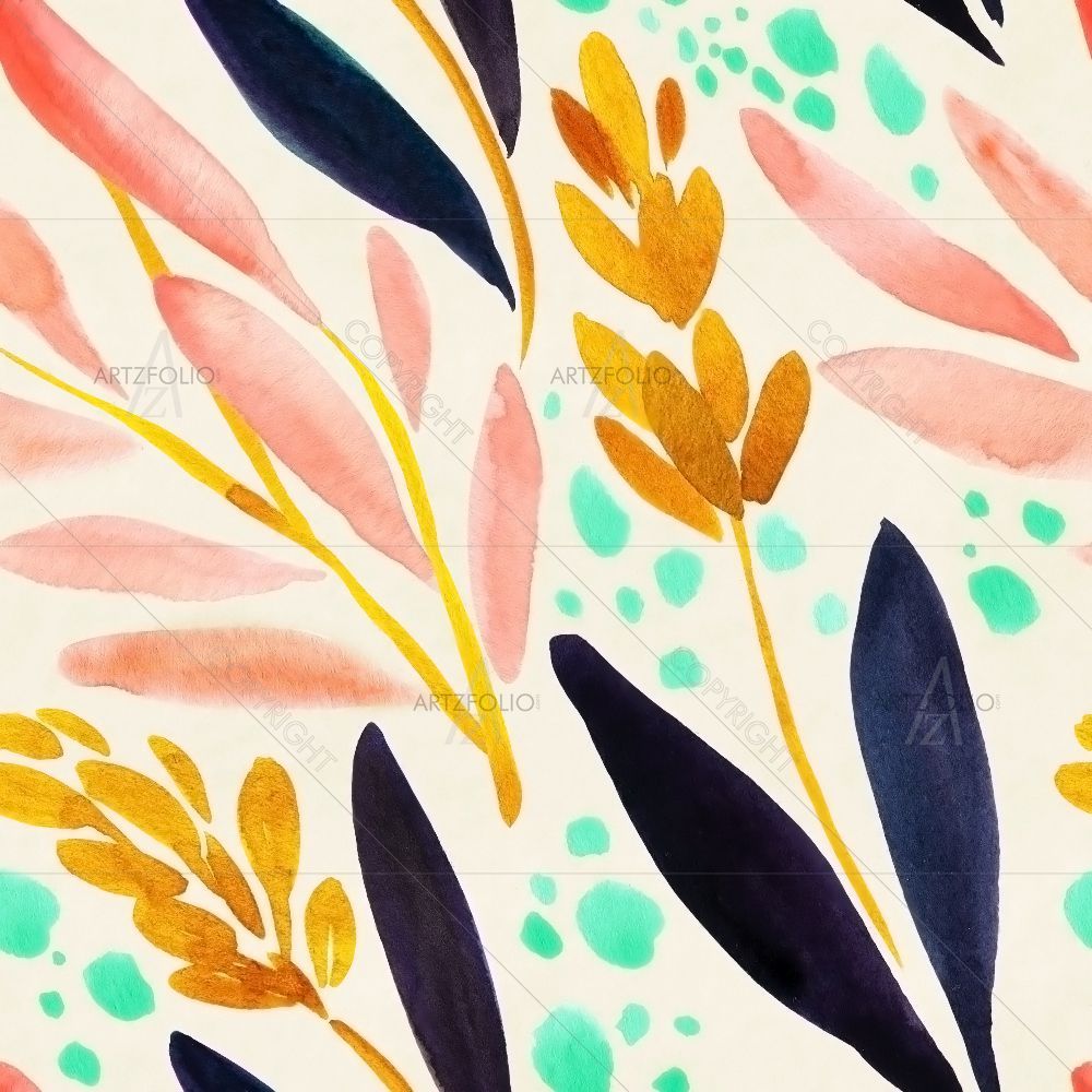 Watercolor Floral Pattern D38 — Botanical custom art by ArtzFolio