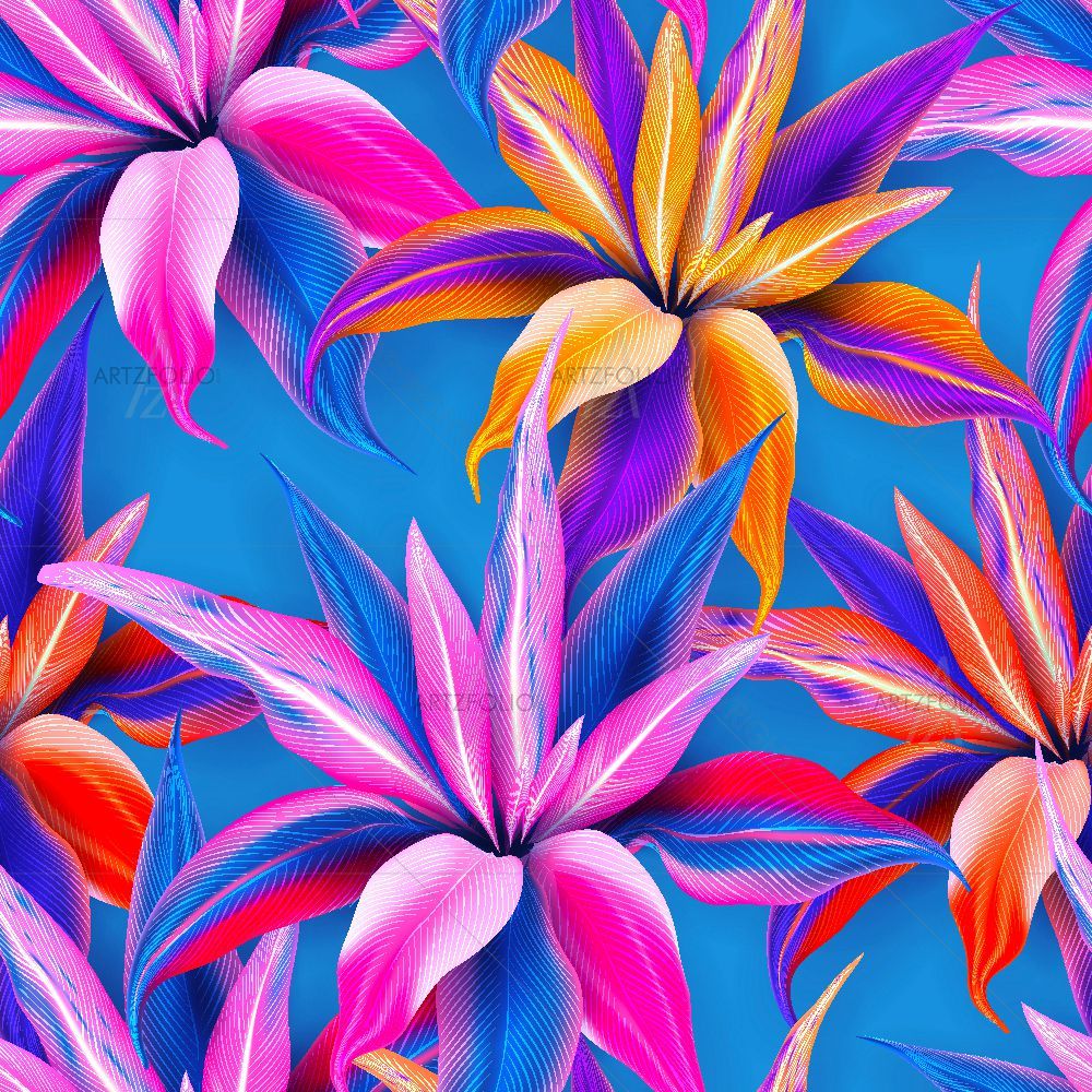 Tropical Flowers Pattern — Botanical custom art by ArtzFolio